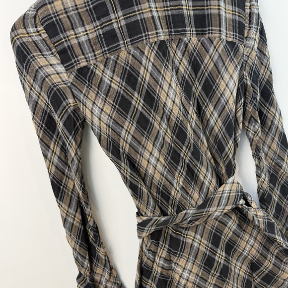 Veronica Beard Farlow Womens Size 0 Metallic Plaid Wrap Dress Black Gold $498 - Picture 6 of 16